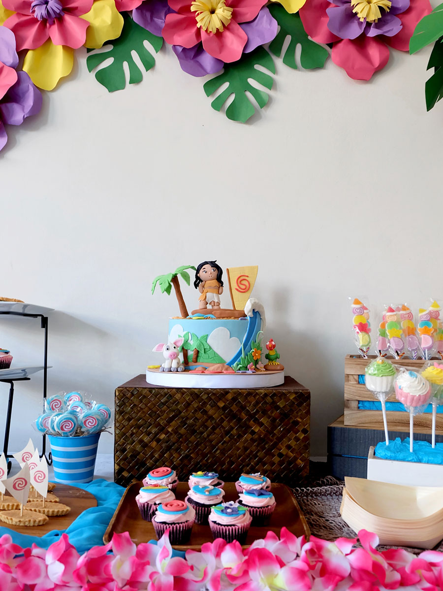 Moana Party Ideas: Moana Cake and Dessert Buffet