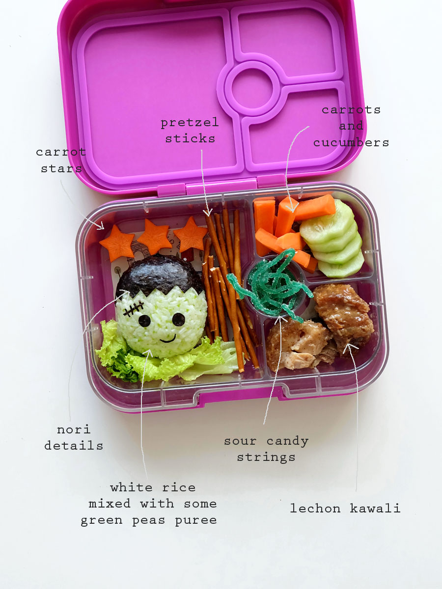 Halloween Lunchbox Ideas: Frankenstein Bento Food Art inside Yumbox