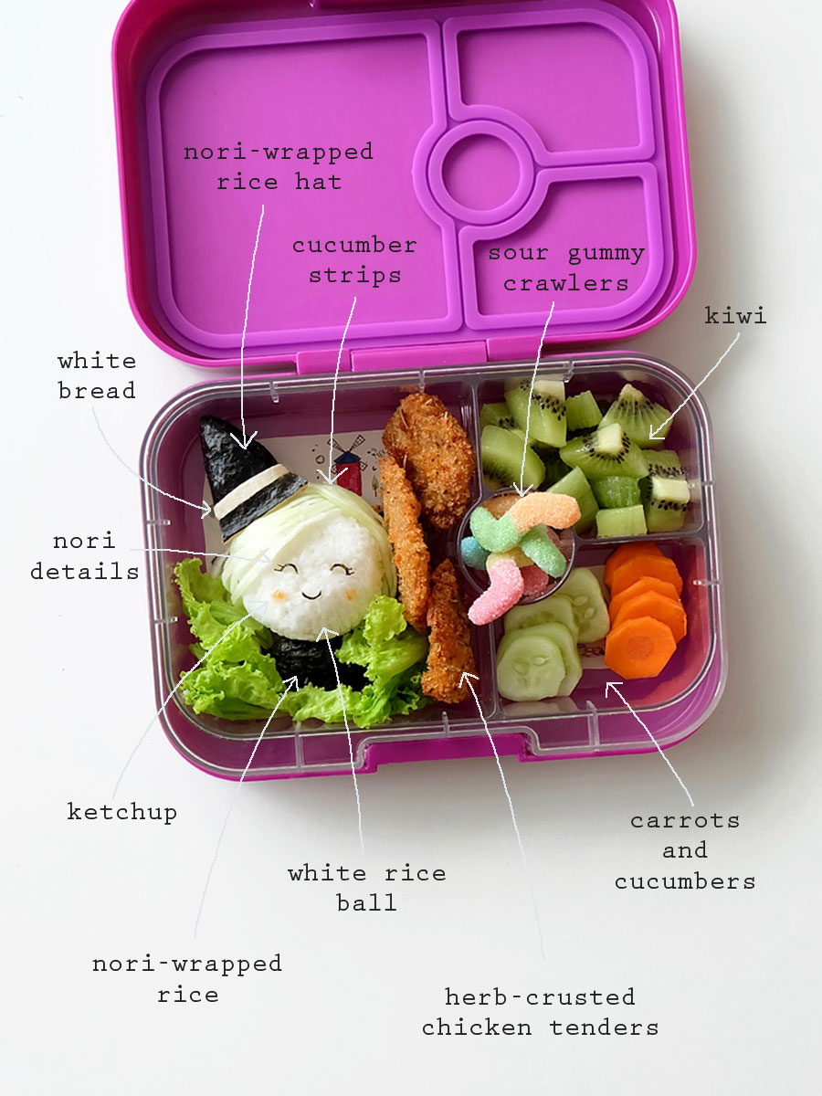 Halloween Lunchbox Ideas: Witch Bento Food Art inside Yumbox
