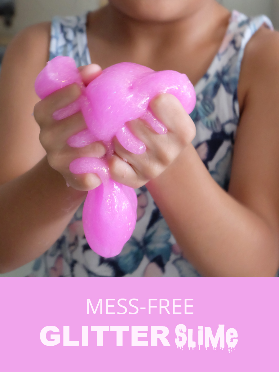 Mess Free Glitter Slime Recipe that's Safe for Kids