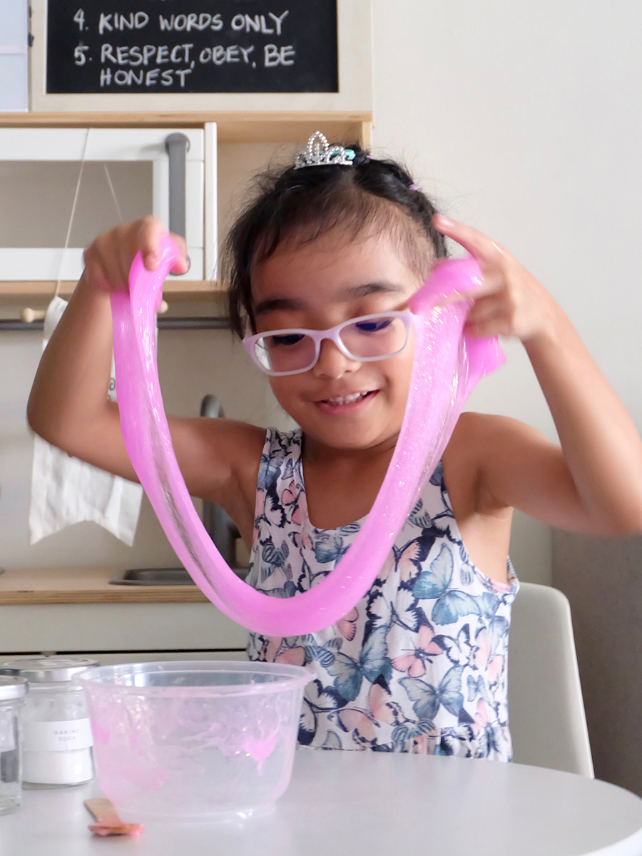 Mess Free Glitter Slime Recipe that's Safe for Kids