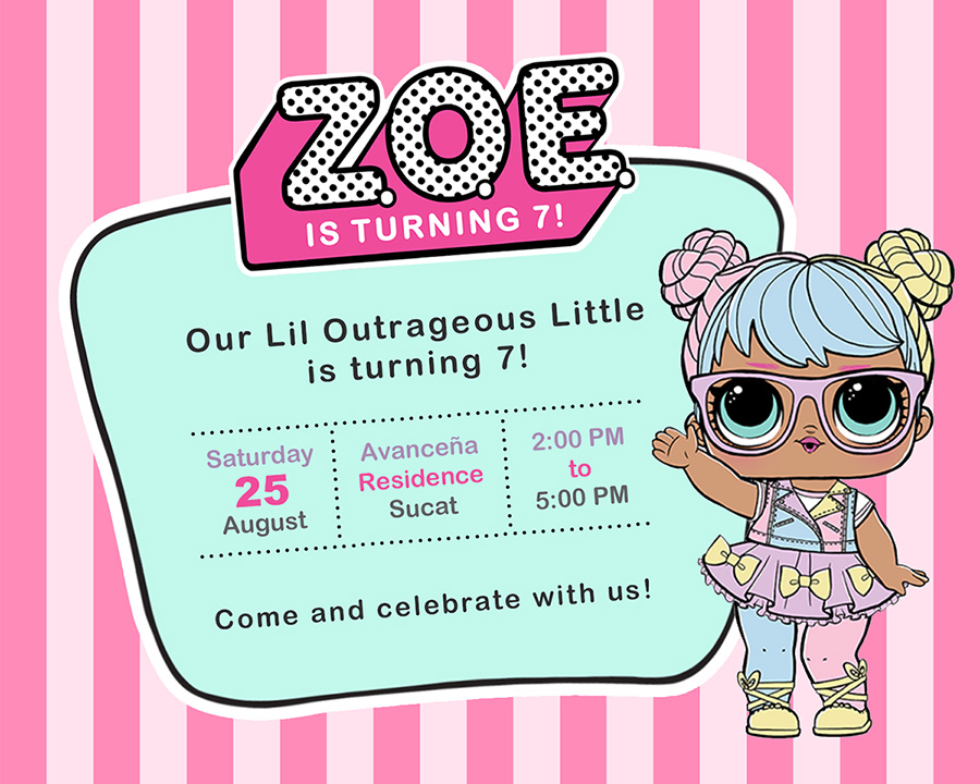 Zoë's L.O.L. Surprise Birthday Party: L.O.L. Invitation